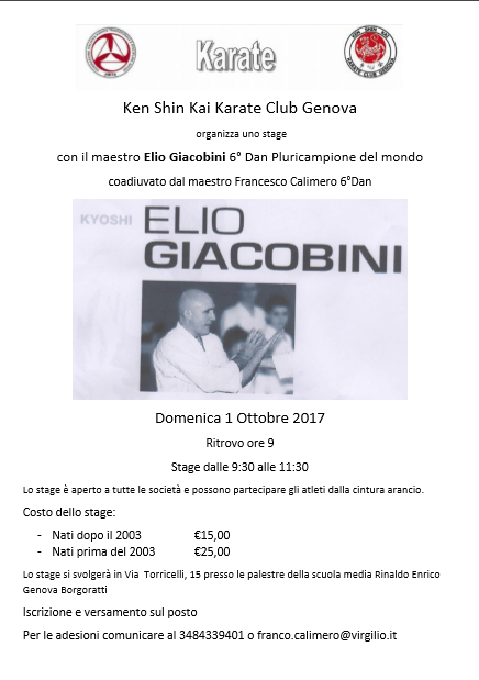 Stage KYOSHI Giacobini - Presso Dojo Ken Shin Kai di Genova